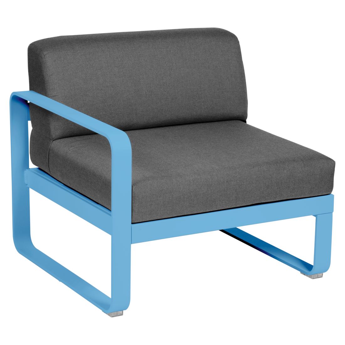 Fermob Bellevie Module gauche 1 place Bleu maya E1 Gris graphite A3