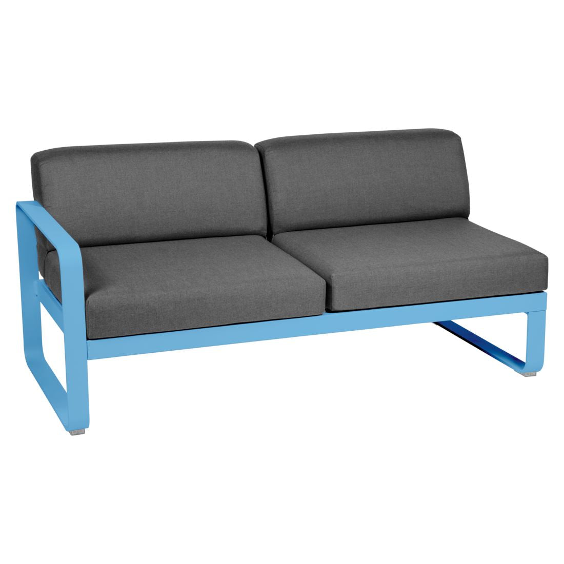 Fermob Bellevie Module gauche 2 places Bleu maya E1 Gris graphite A3