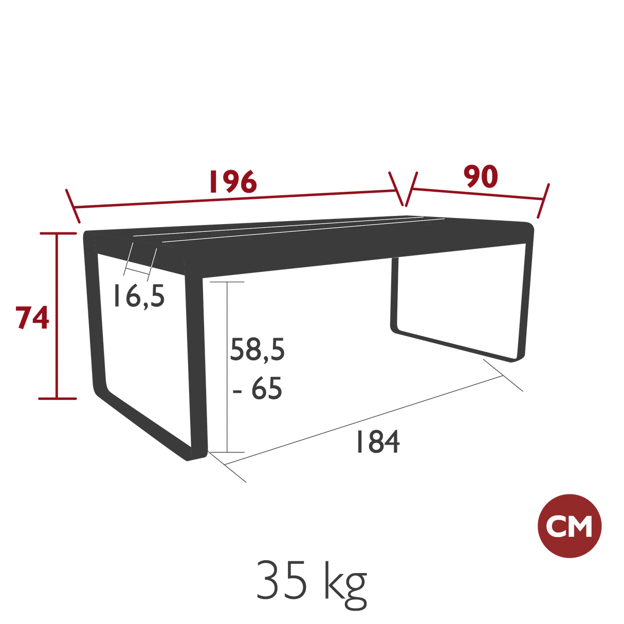 Fermob Bellevie Table 196 x 90cm - Avec Rangement