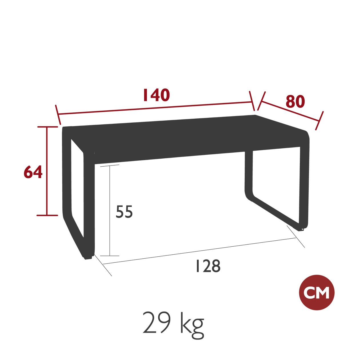 Fermob Bellevie Table mi-hauteur 140 x 80cm