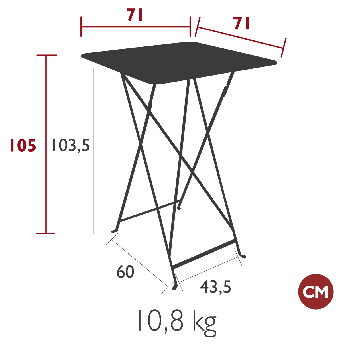 Fermob Bistro Mange-debout 71 x 71cm