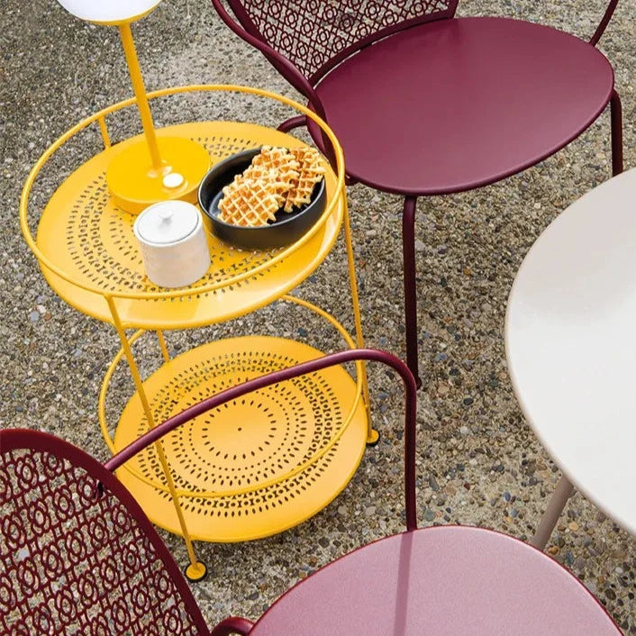 Fermob Guinguette Guéridon à roulettes double plateau plein