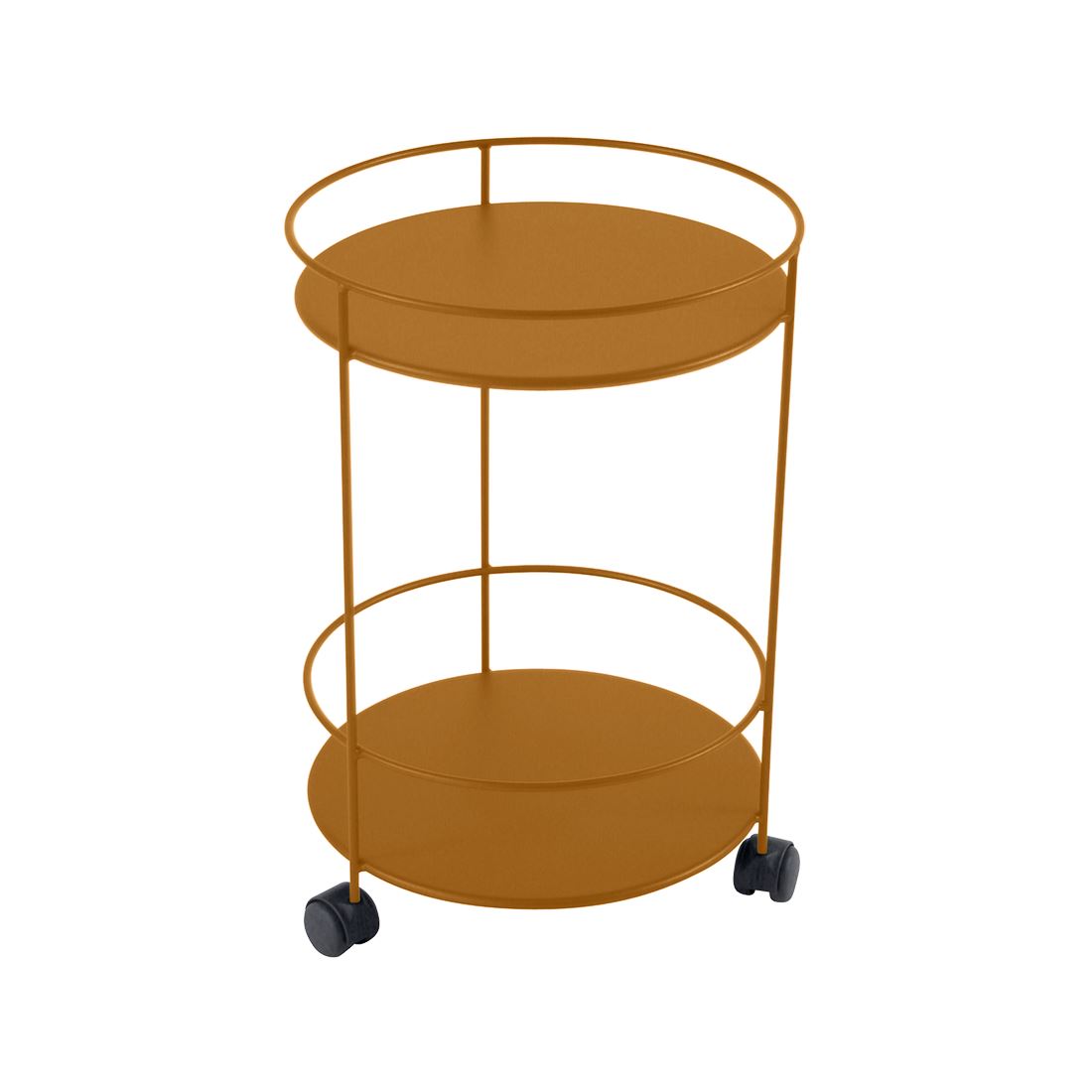 Fermob Guinguette Guéridon à roulettes double plateau plein Pain d'épices D2