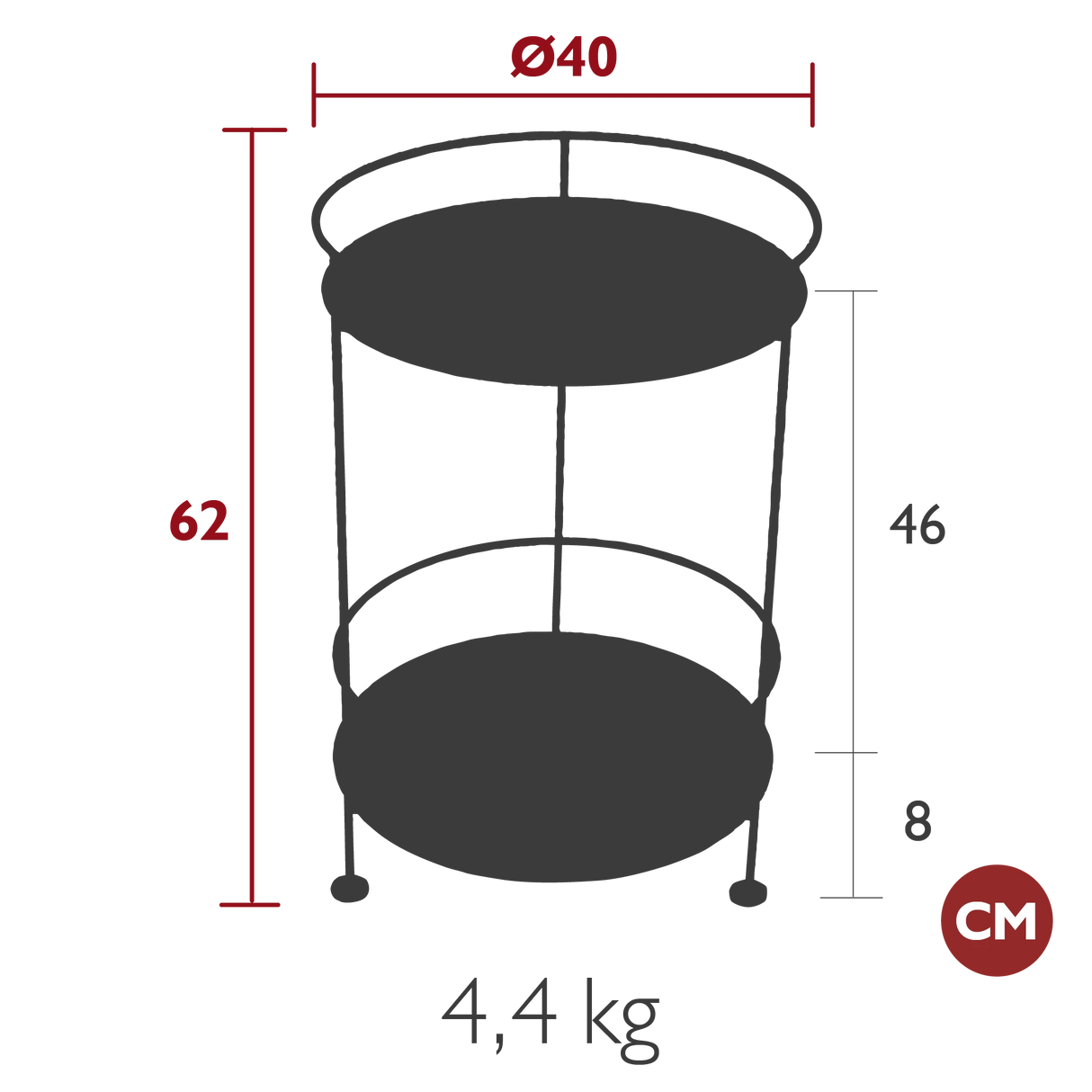 Fermob Guinguette Guéridon double plateau perforé