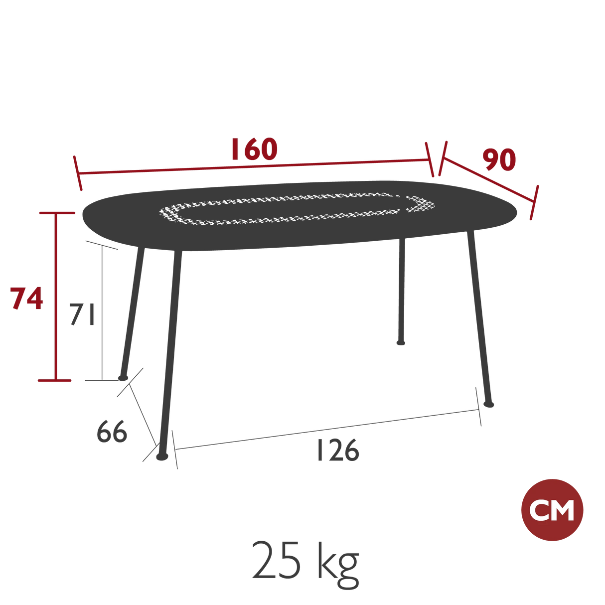 Fermob Lorette Table ovale 160 x 90cm