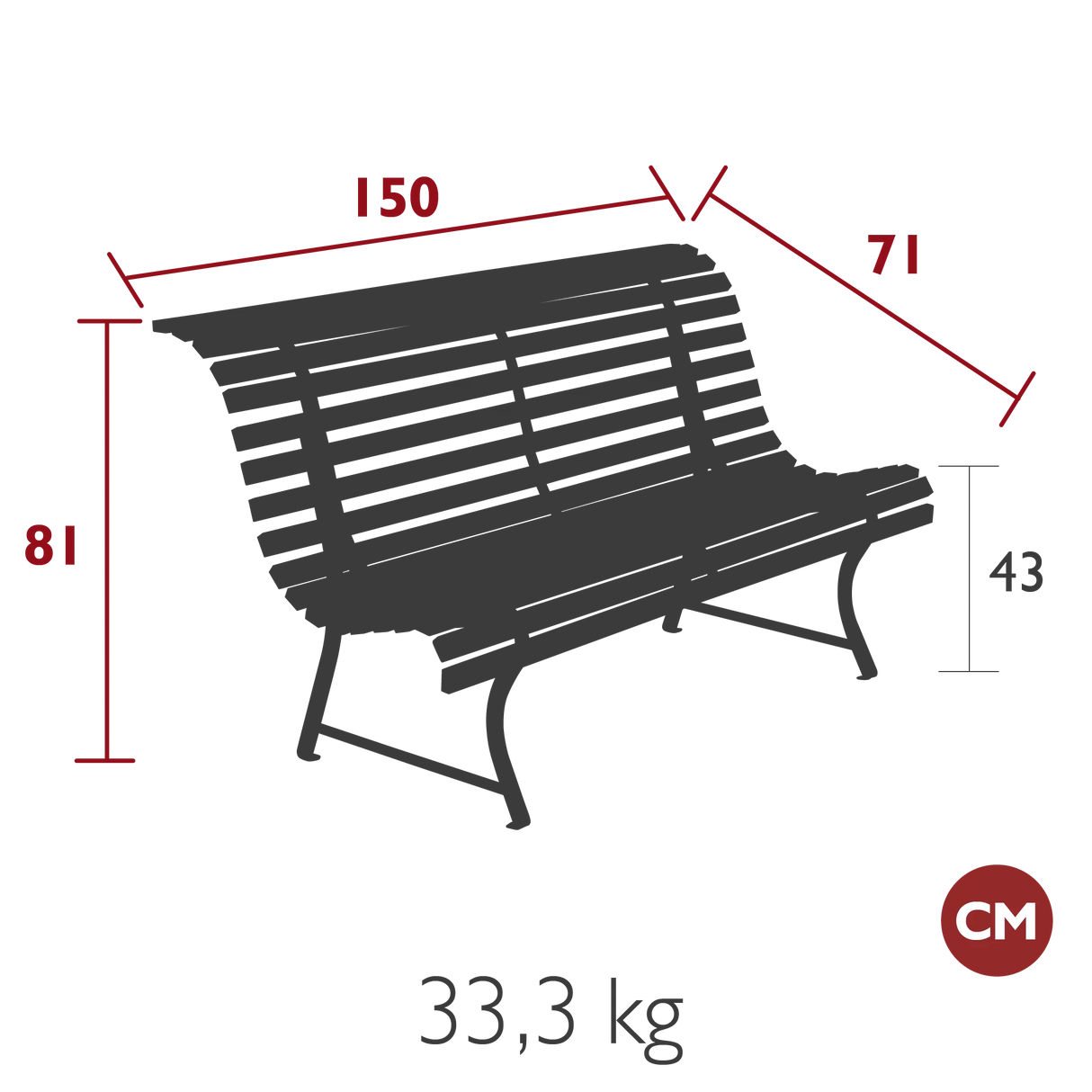 Fermob Louisiane Banc 150cm