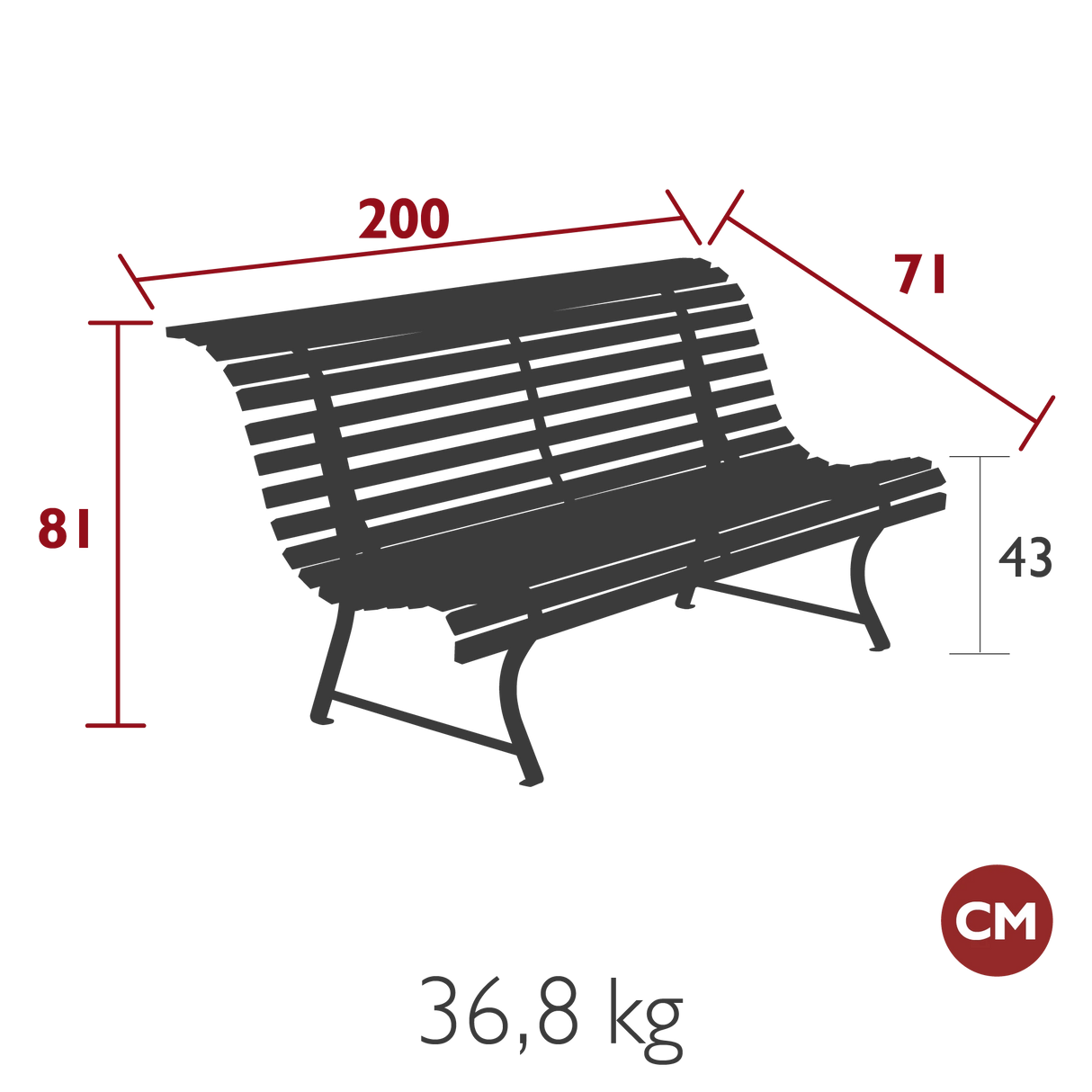 Fermob Louisiane Banc 200cm