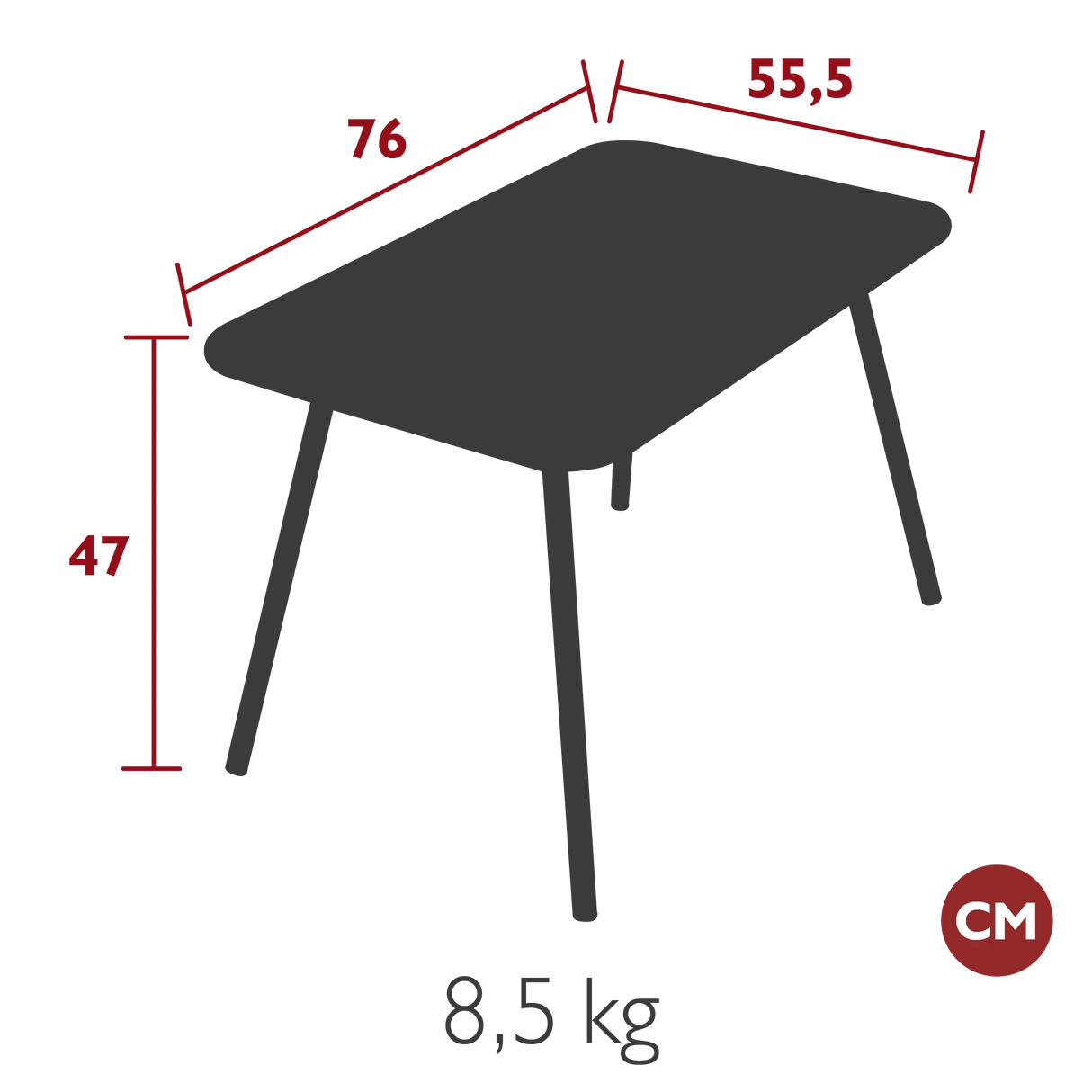 Fermob Luxembourg Kid Table 76 x 55.5cm