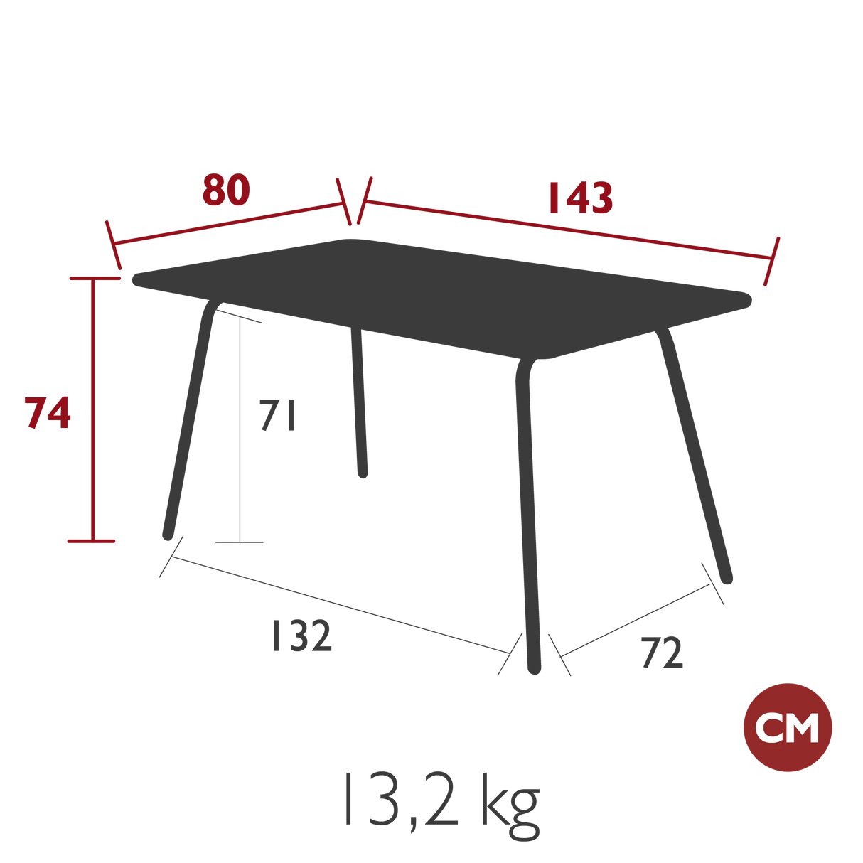 Fermob Luxembourg Table 143 x 80cm
