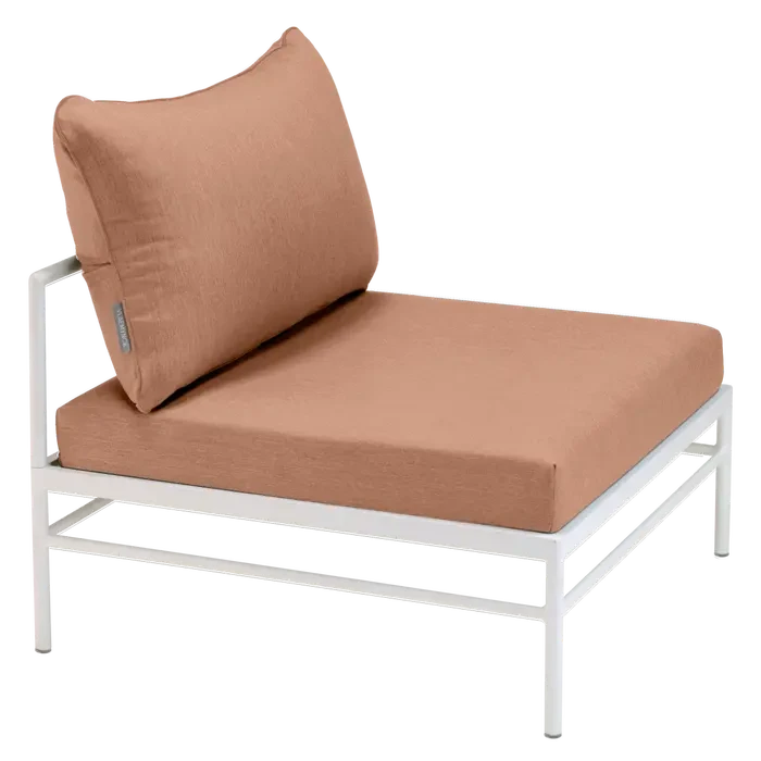 Fermob Rivage Chauffeuse Blanc coton 01 Natté Sunbrella Pêche M0138