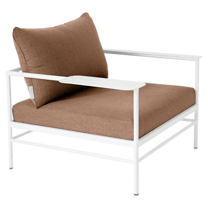 Fermob Rivage Fauteuil bas Blanc coton 01 Natté Sunbrella Pêche M0138