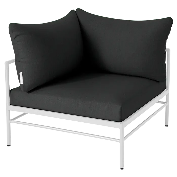 Fermob Rivage Fauteuil d'angle Blanc coton 01 Natté Sunbrella Gris Nuit M01282