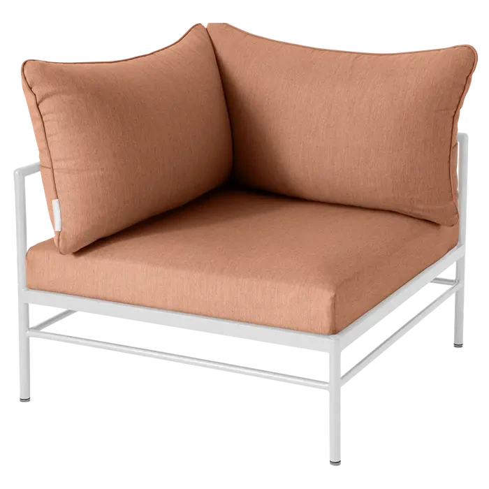 Fermob Rivage Fauteuil d'angle Blanc coton 01 Natté Sunbrella Pêche M0138