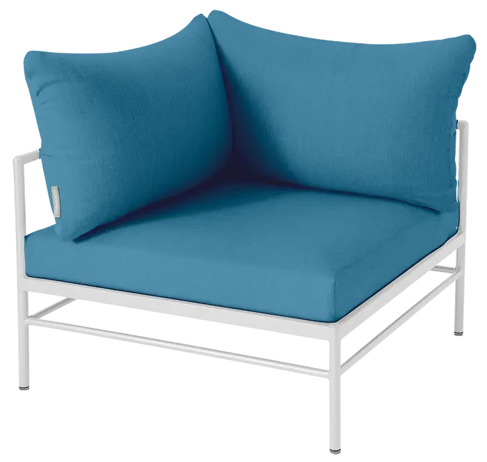 Fermob Rivage Fauteuil d'angle Blanc coton 01 Teint Masse Bleu Adriatic M03941