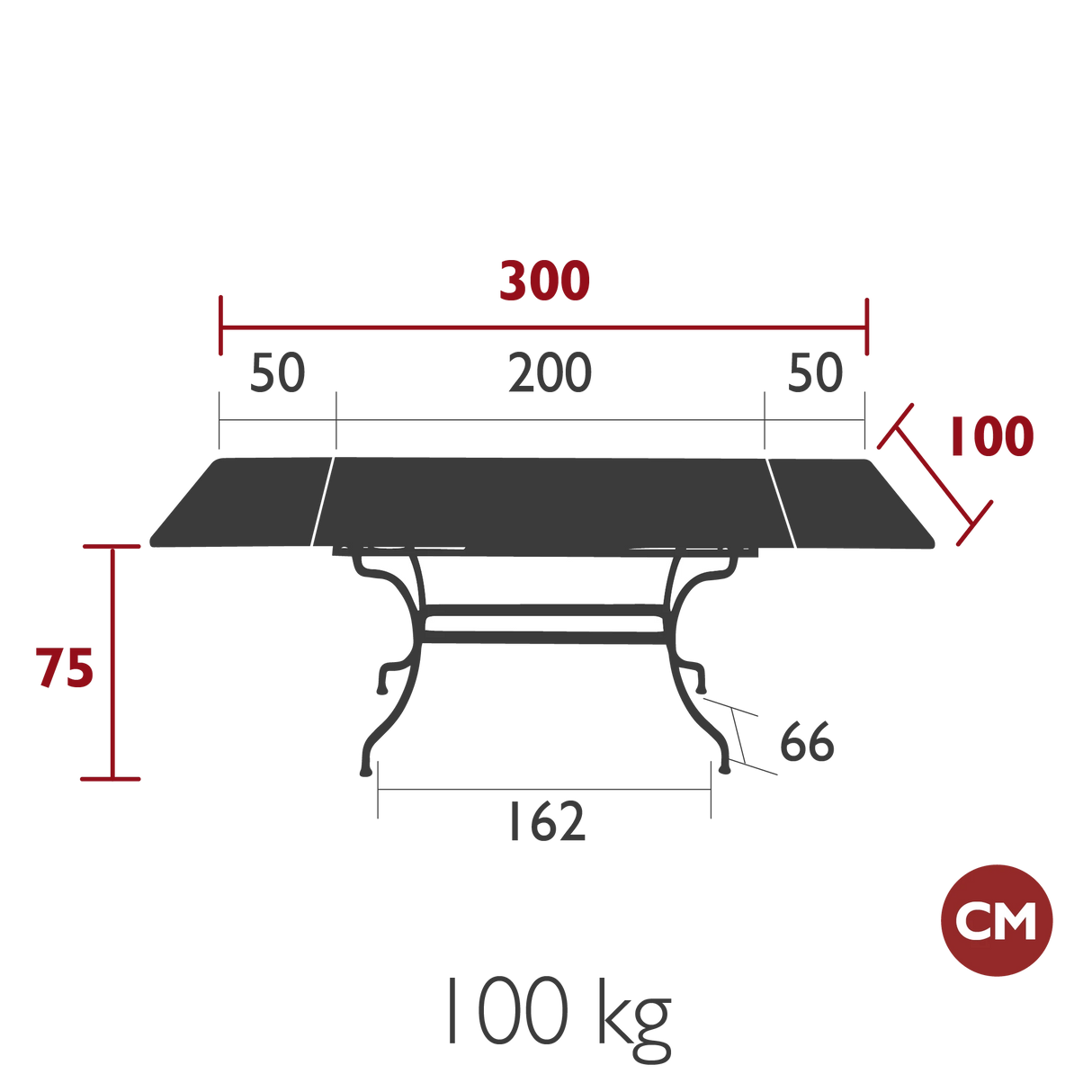 Fermob Romane Table à allonges 200/300 x 100cm
