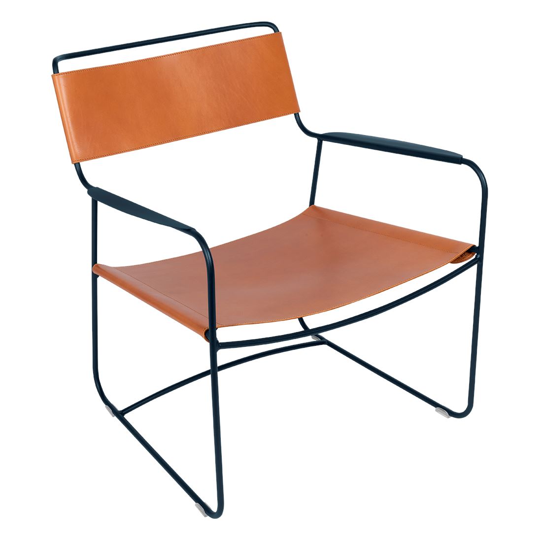 Fermob Surprising Fauteuil bas Cuir Indoor Bleu abysse 92