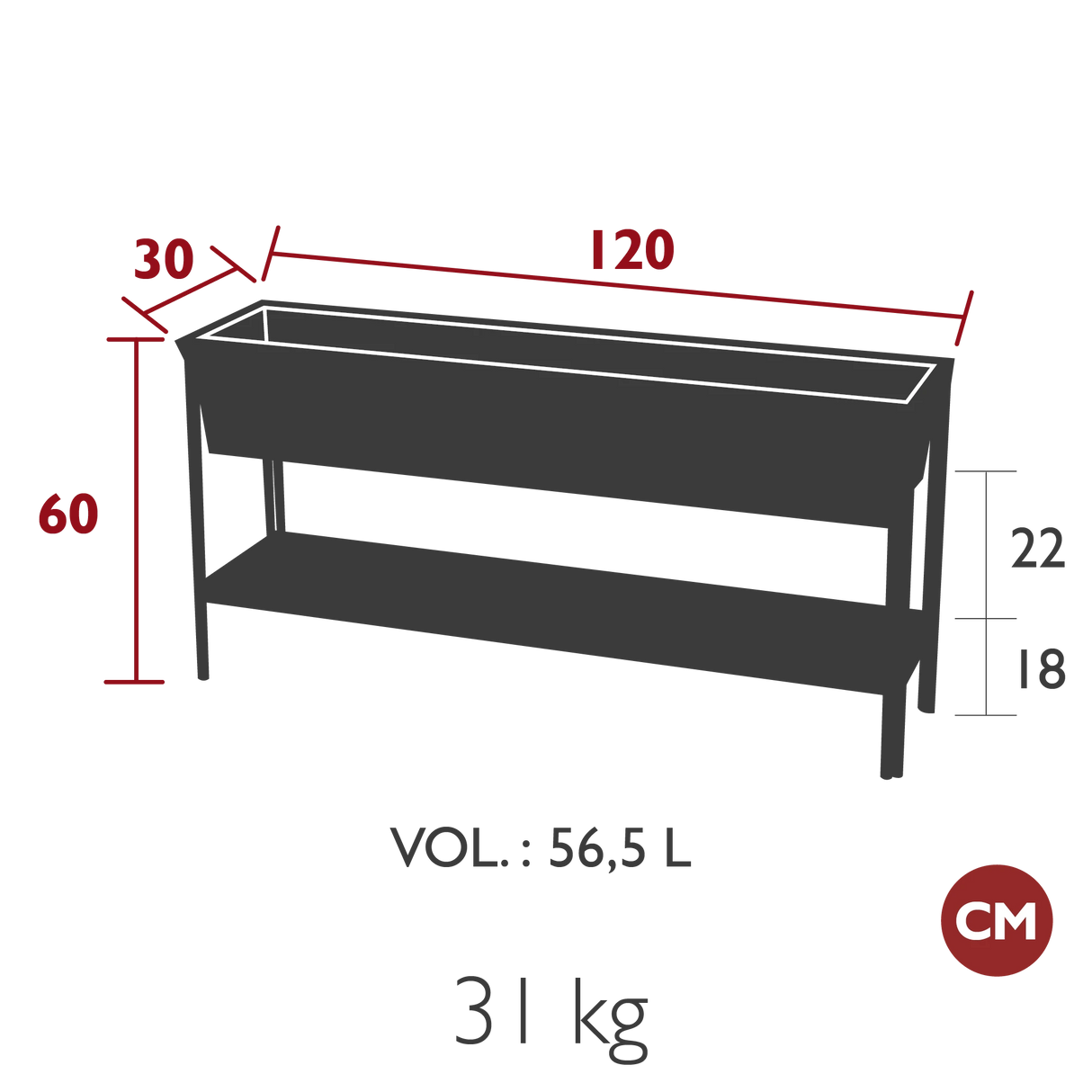 Fermob Terrazza Jardinière format moyen