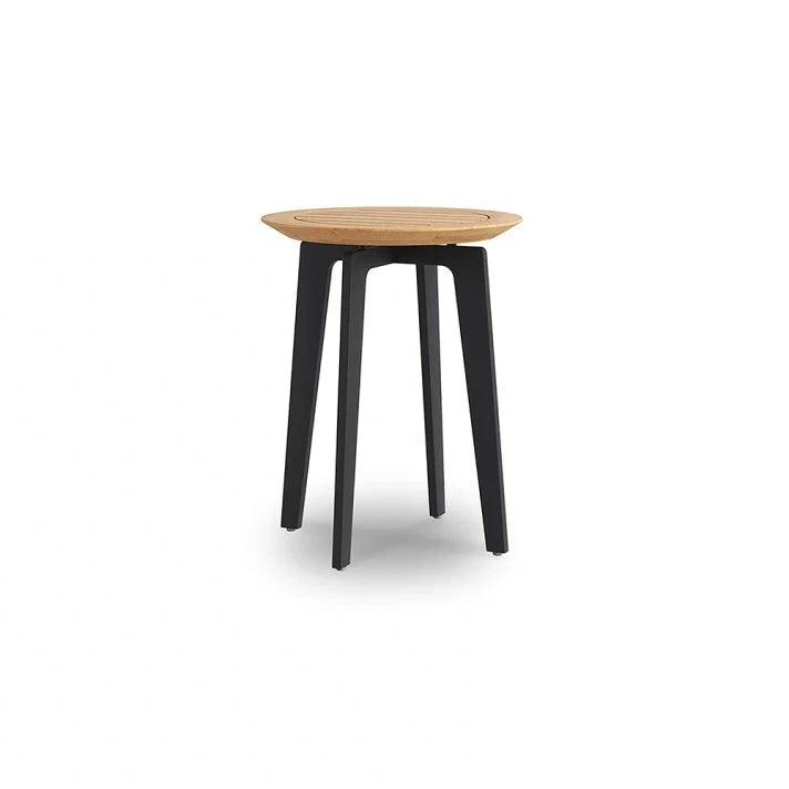 Gate Living Sidebord Table d'appoint Ø40cm h:50cm Acier Anthracite Plateau Teck