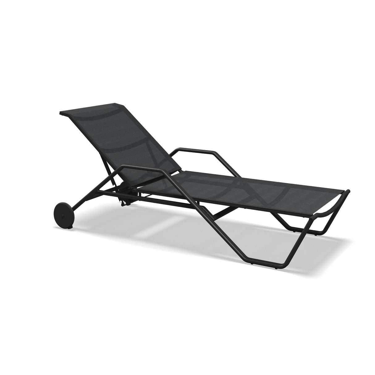 Gloster 180 Chaise longue empilable avec accoudoirs aluminium Meteor / anthracite sling