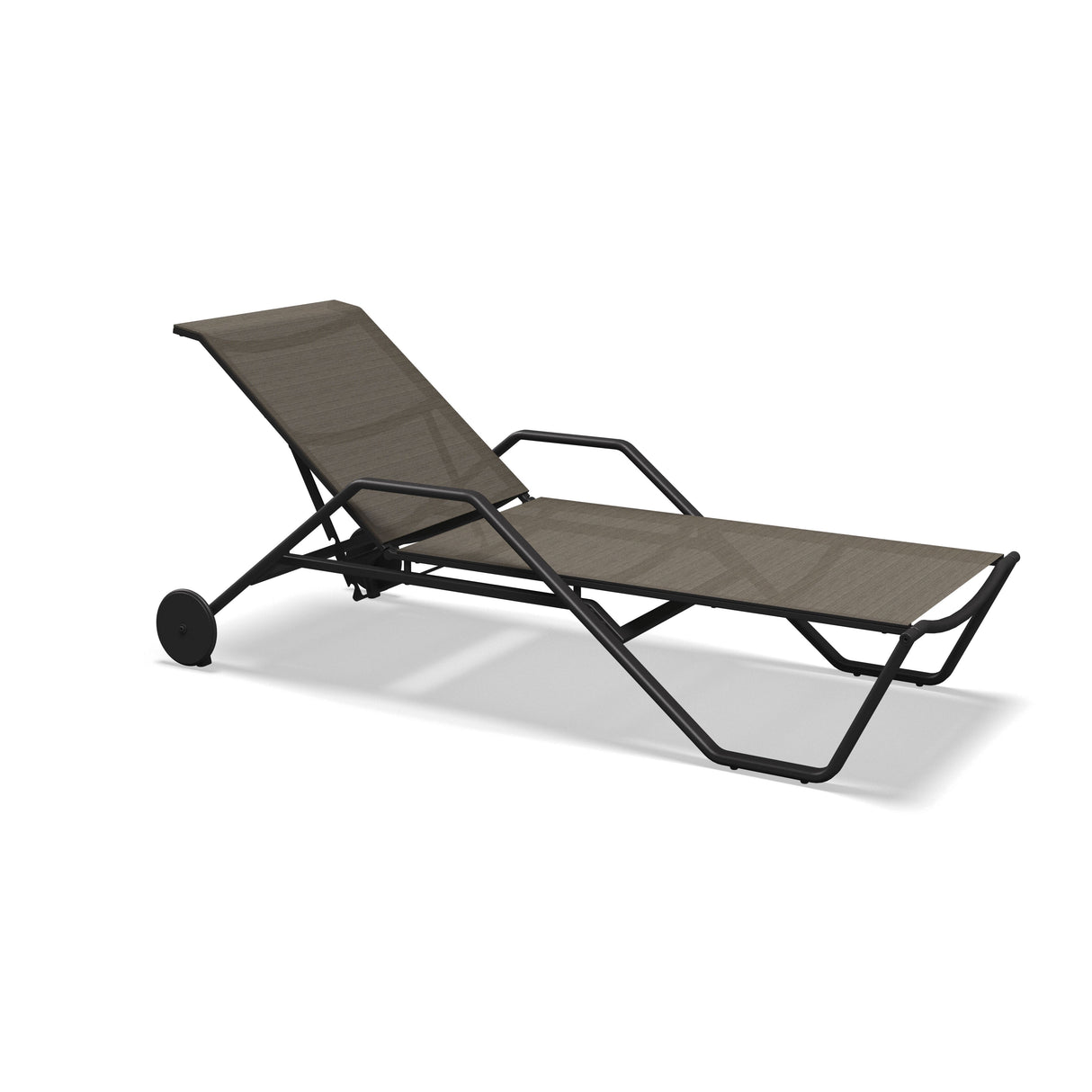 Gloster 180 Chaise longue empilable avec accoudoirs aluminium Meteor / granite sling