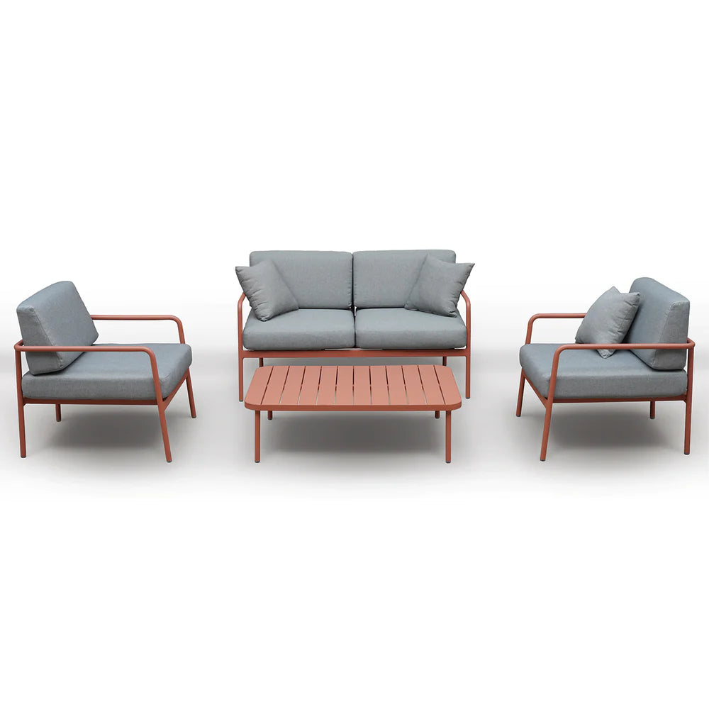 Grosfillex Cannes Set Salon Lounge 4 places + table basse Terracotta