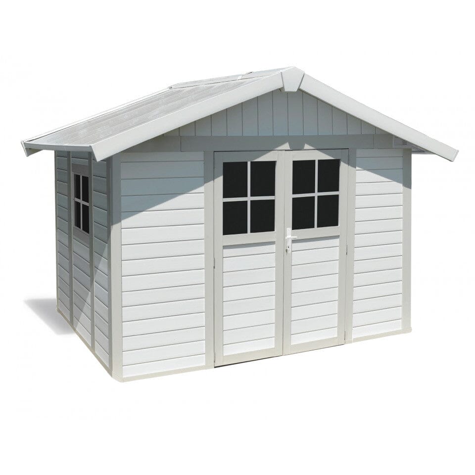 Grosfillex Déco Abri de jardin 7.5m2 (3.15x2.39m) Blanc / gris vert