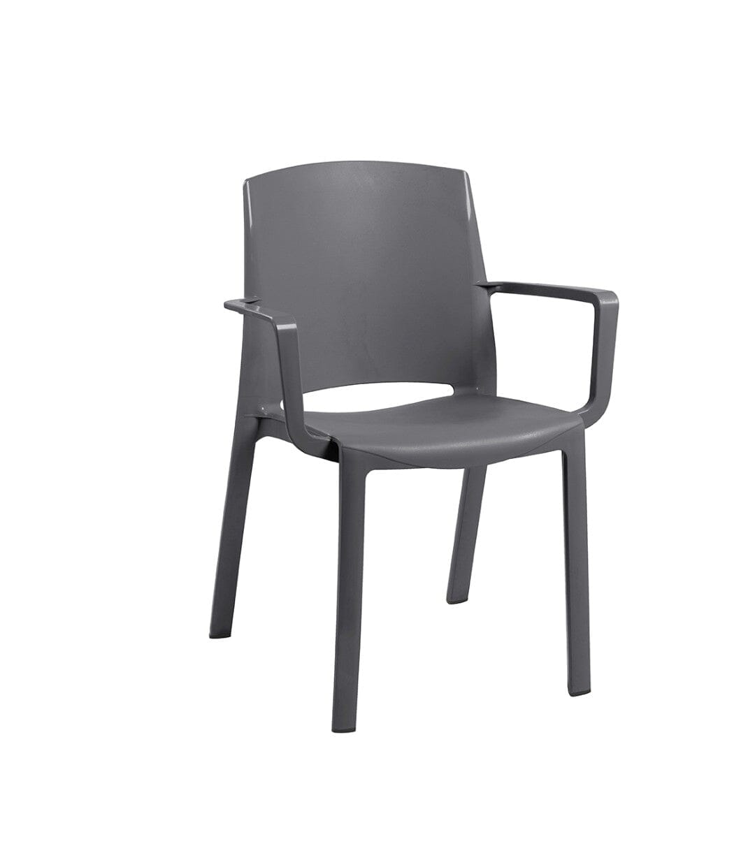 Grosfillex Milton Fauteuil repas empilable Anthracite recyclé