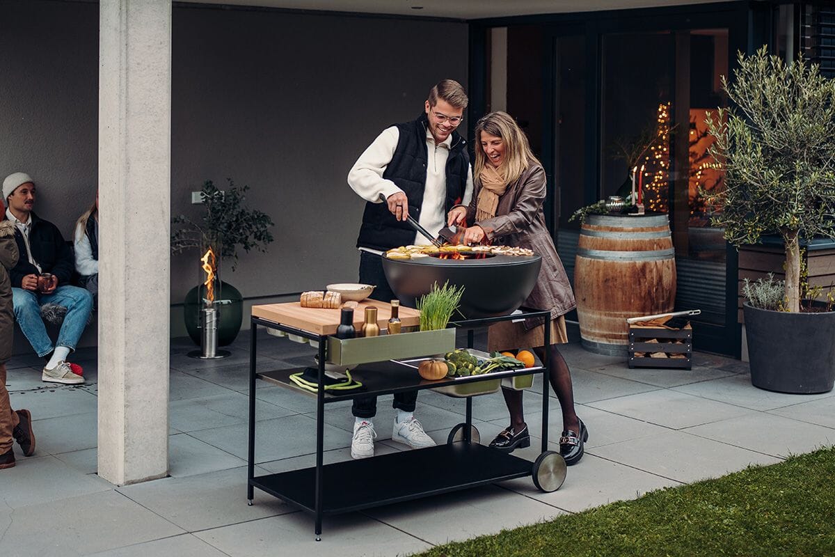 Höfats Fire Kitchen + Bowl 70 Cuisine d'extérieur avec brasero foyer