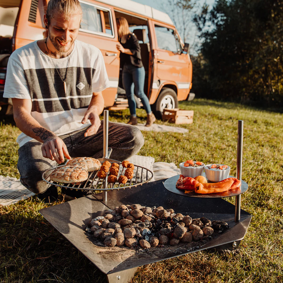 Höfats Triple Table Ø35cm Inox, tige non incluse