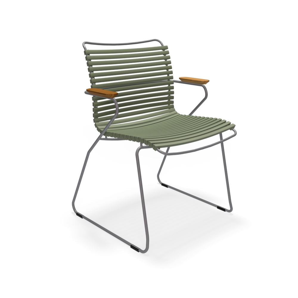 Houe Click Dining chair bamboo armrests Olive green