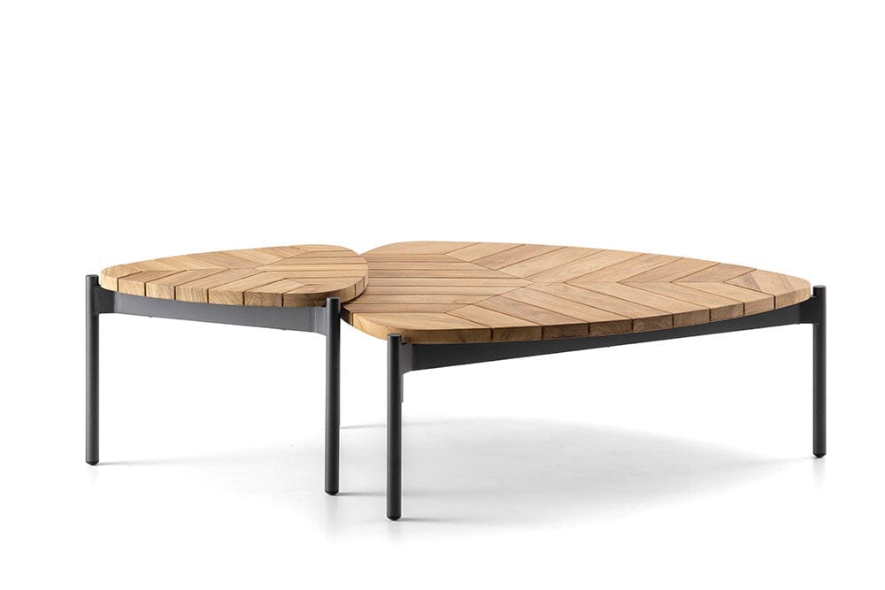 Hunn Belfast Table basse Alu 90x90cm h:32cm Plateau teck