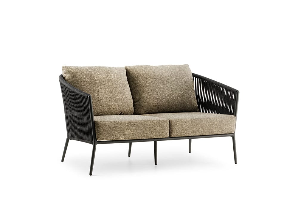 Hunn Kapstadt Canapé 2 places avec Cordes, Coussins inclus Anthracite Havanna Noir