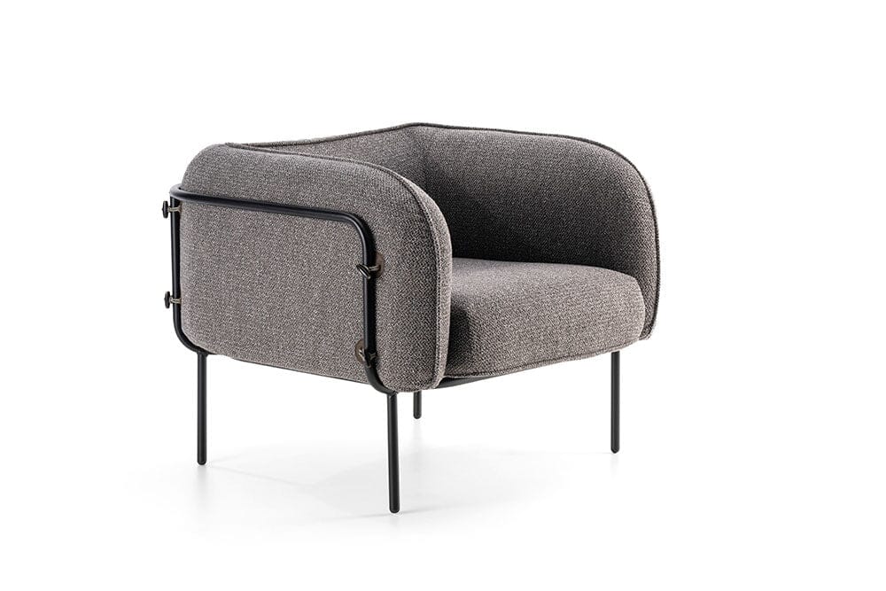 Hunn Lipari Fauteuil Club Lounge Acier Noir - Polypropylène Star Noir-Taupe