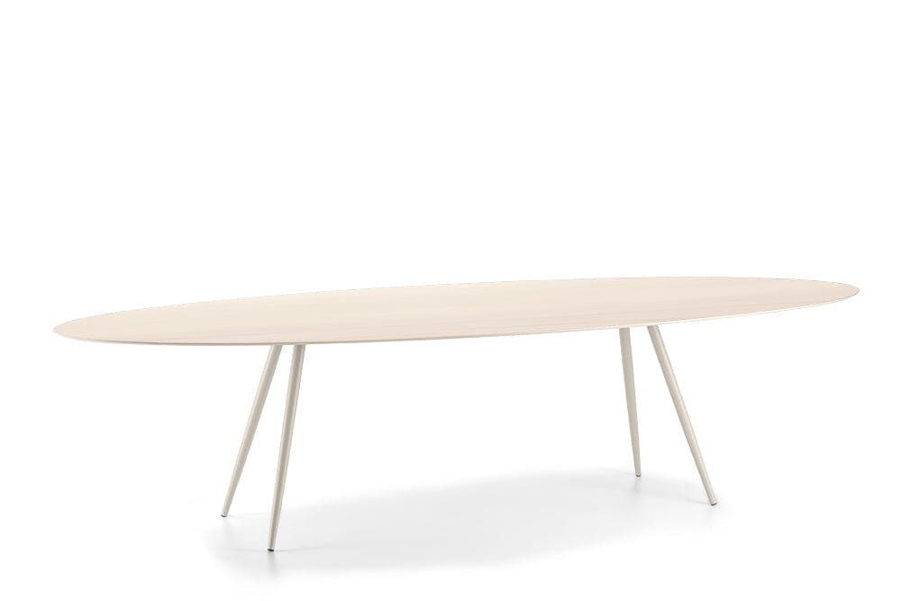 Hunn Ottawa Table repas ovale 300x128cm Gris Soie - Travertino