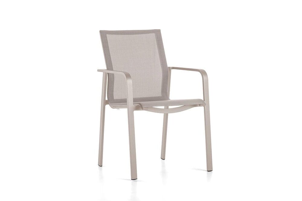 Hunn Porto Aluminium Fauteuil repas avec toile Sable