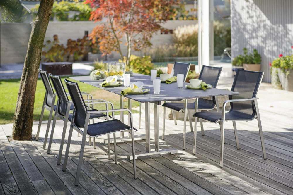 Hunn Porto Inox Chaise repas avec toile