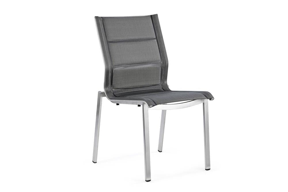 Hunn Porto Inox Chaise repas avec toile double rembourrée Argent