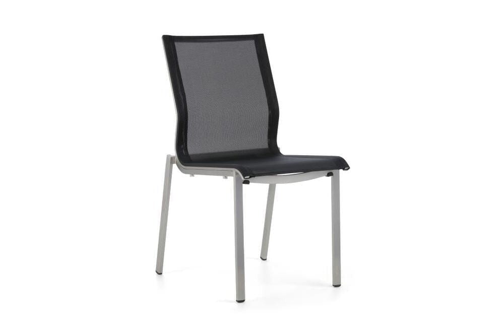 Hunn Porto Inox Chaise repas avec toile Noir