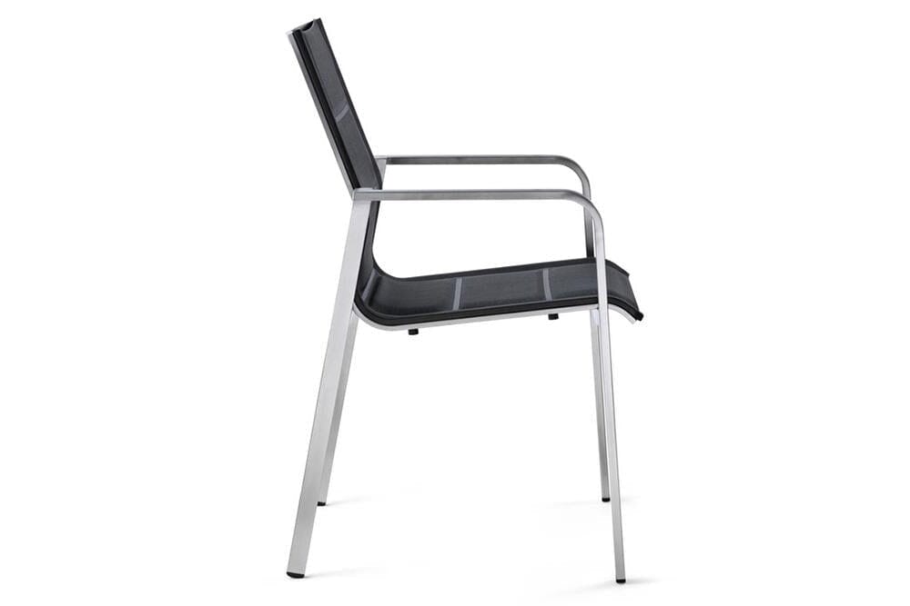 Hunn Porto Inox Fauteuil repas avec toile double rembourrée