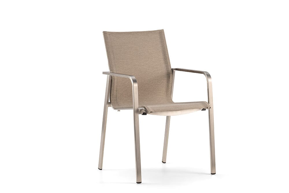 Hunn Porto Inox Fauteuil repas avec toile Sable