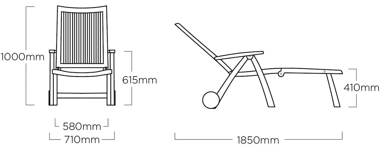 Kettler Roma Chaise longue pliable avec roulettes