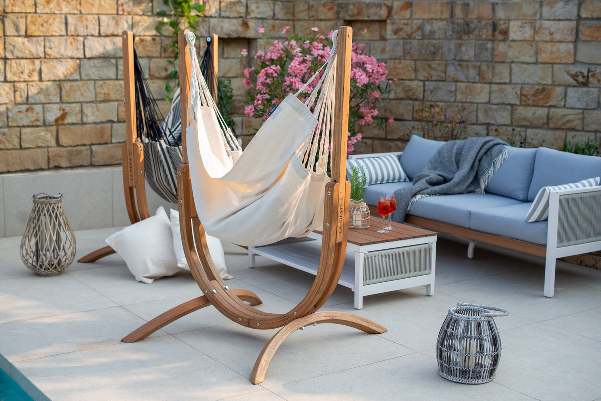 La Siesta Udine Organic Chaise Hamac 115cm avec support en bois d'eucalyptus Indoor