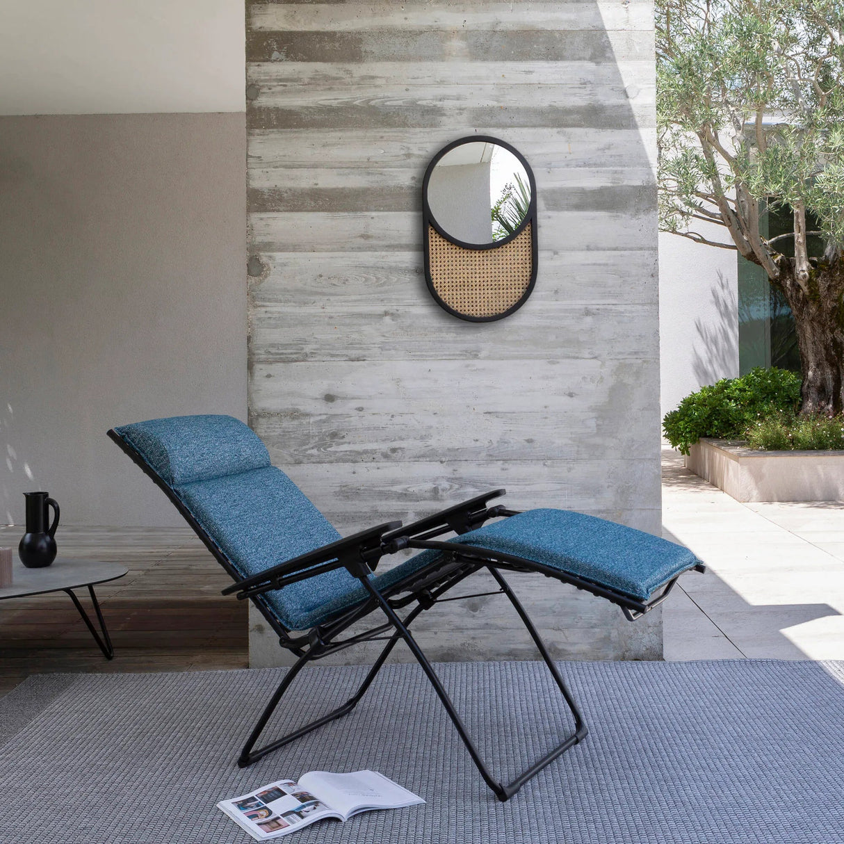 Lafuma Bayanne Allure Fauteuil Relax Evolution Tundra Sunbrella Cobalt Blue