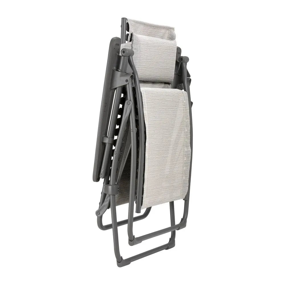 Lafuma Fauteuil Relax Evolution Batyline Duo Gris Galet chassis Titane