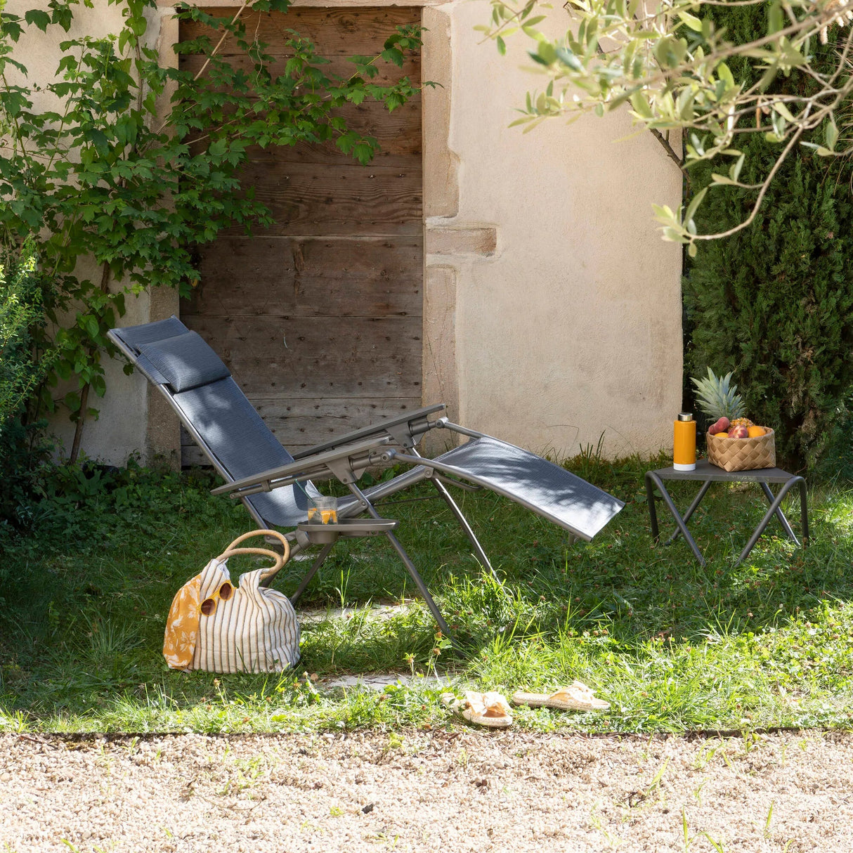 Lafuma Fauteuil Relax Evolution Batyline Duo Gris Obsidian chassis Titane