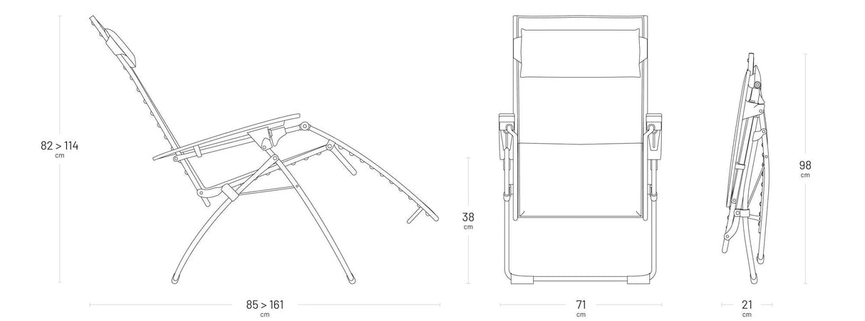 Lafuma Fauteuil Relax Evolution Batyline Duo Gris Obsidian chassis Titane