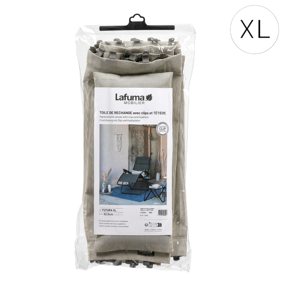 Lafuma Futura Kit Toile de rechange XL Clip pour Relax Rsx XL - Rsxa XL- Rsxa Clip XL - Futura XL
