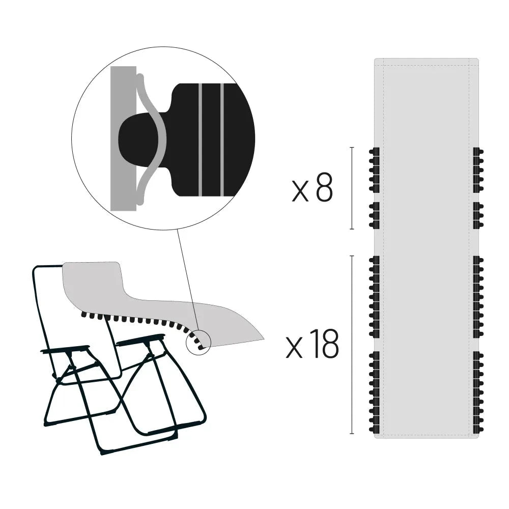 Lafuma Futura Kit Toile de rechange XL Clip pour Relax Rsx XL - Rsxa XL- Rsxa Clip XL - Futura XL - Largeur 53cm