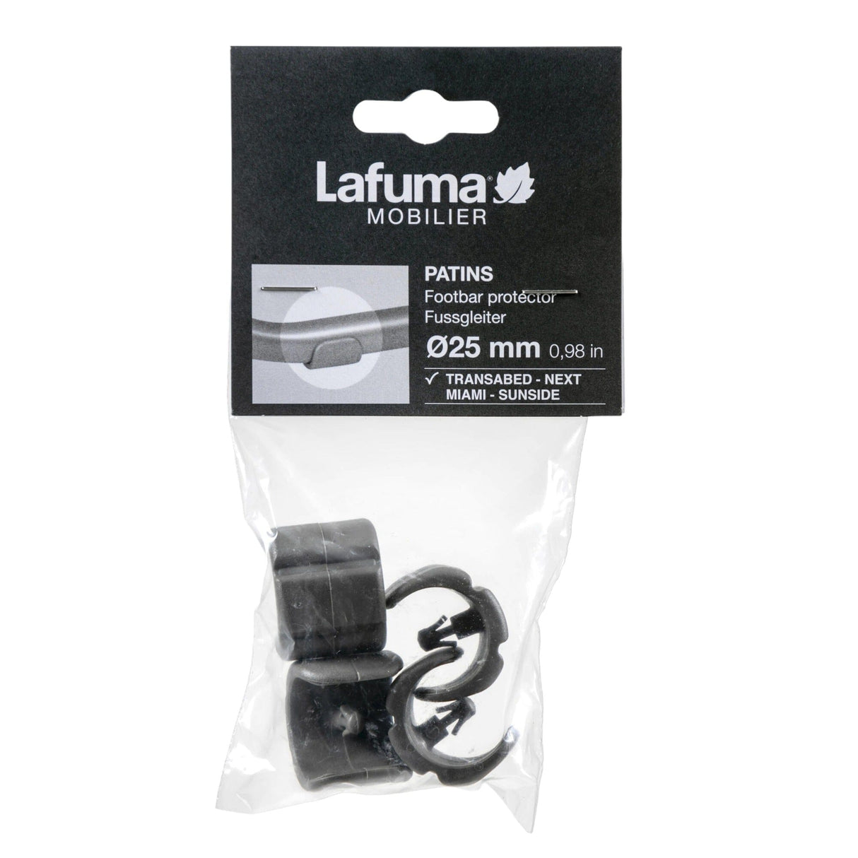 Lafuma Kit Patins ø25mm pour Transabed, Next Miami et Sunside Noir