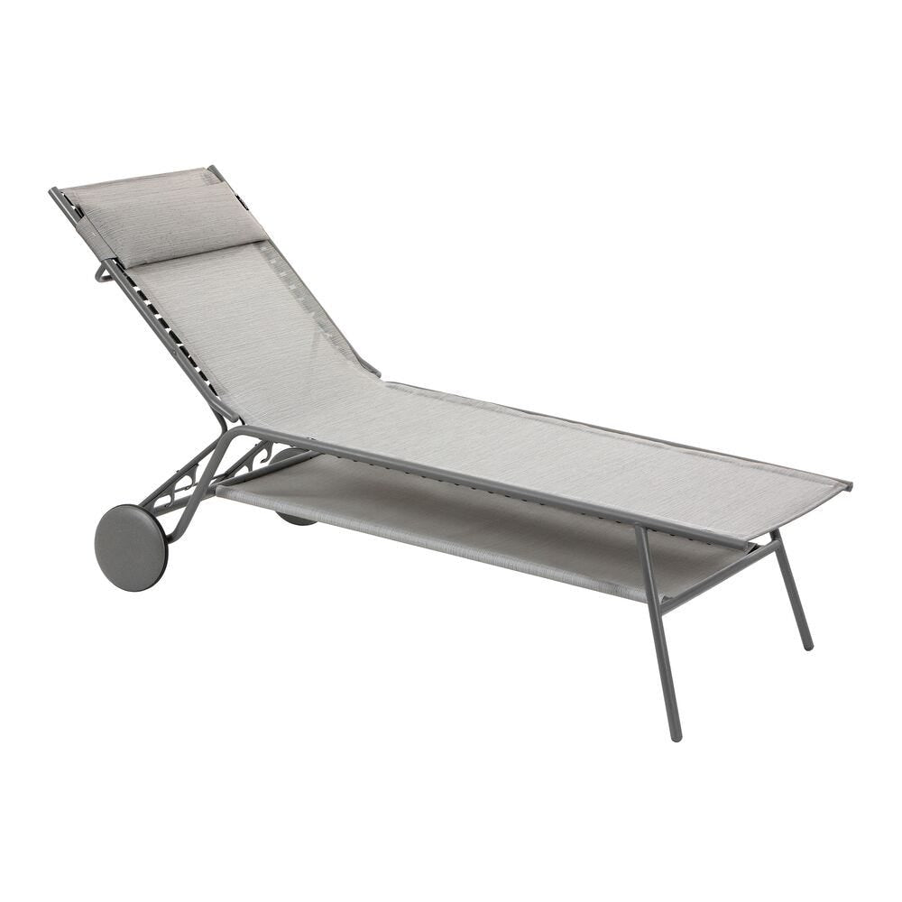 Lafuma Miami II Haut Lit bain de soleil haut Batyline Duo Galet